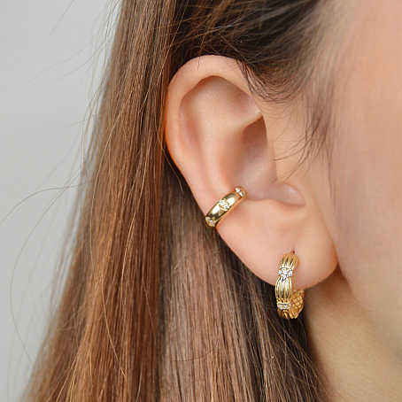 Kemik Model Halka Altın Küpe