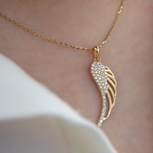 Melek Kanadı Taşlı Altın Kolye